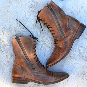 Bed Stu brown leather moto boots